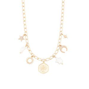 LUNA NORTE Gold/Mother of Pearl Scorpio Charm Necklace